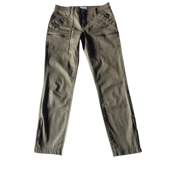Joie Women's Sz 27 Park Mid Rise Coated Skinny Pants in "Fatigue" Green Pants - Picture 3 of 16